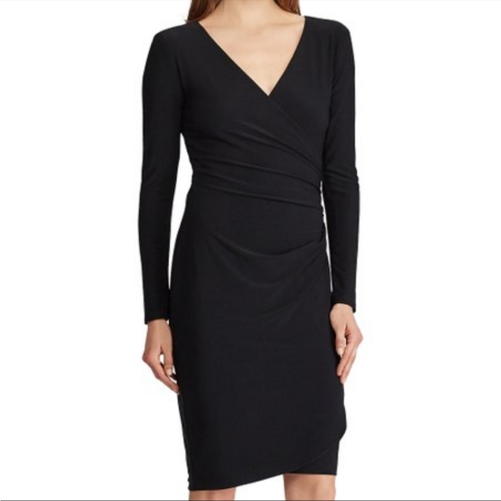 SOLD- RALPH LAUREN black faux wrap dress sz 10